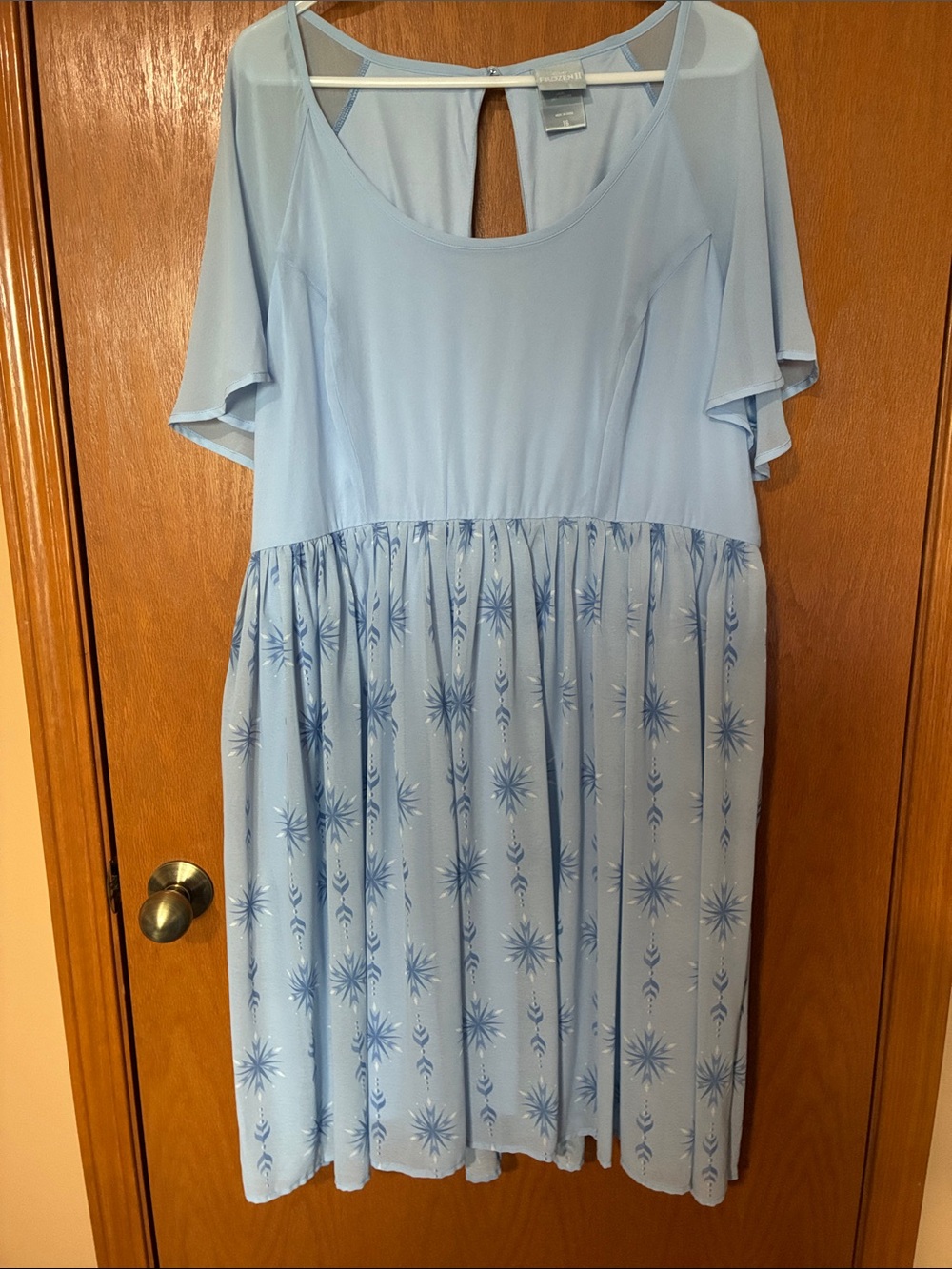Disney Light Blue Flutter Sleeve Dress with Starburst Skirt
